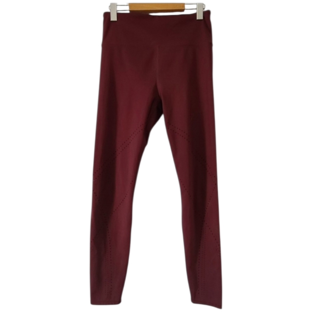 Joy Lab Maroon High Waist Perforated Leggings Womens M Athleisure Gym Activewear